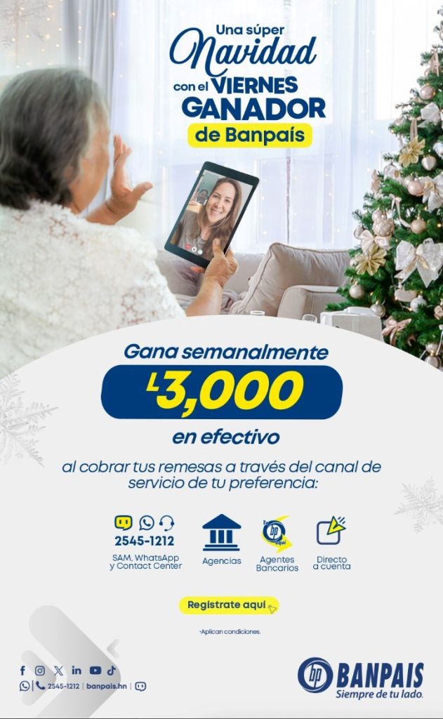 UNA SUPER NAVIDAD CON EL VIERNES GANADOR AL COBRAR TUS REMESAS EN BANPAÍS